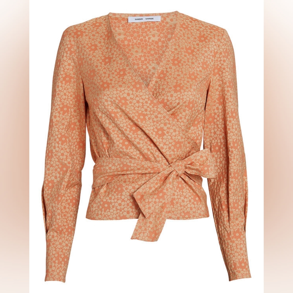 SAMSØE SAMSØE Luna Jacquard Wrap Blouse SZ Small